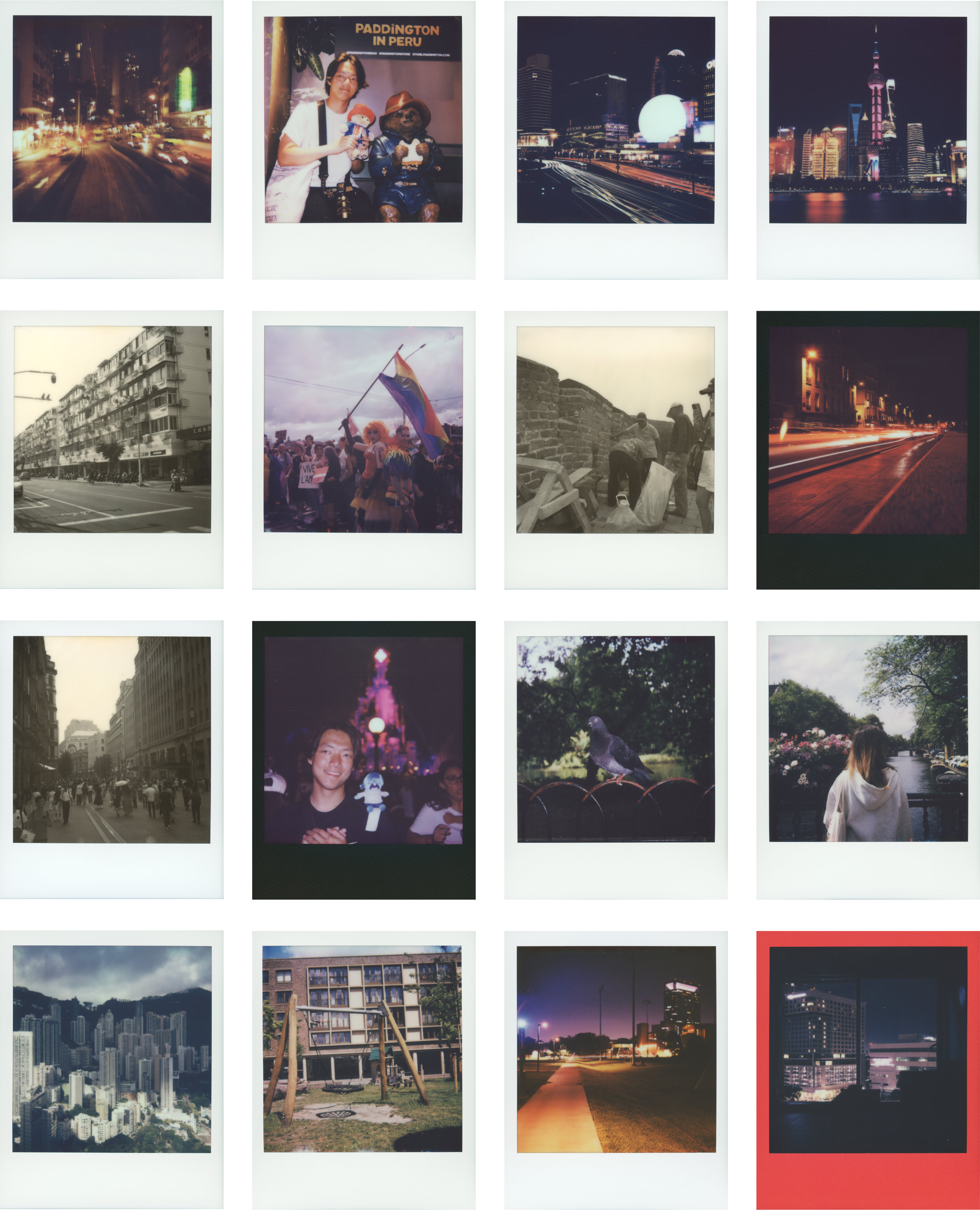 A collection of 16 photos shot on the Polaroid Flip